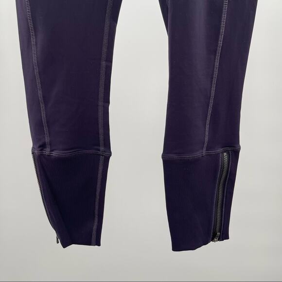 LULULEMON Rebel Runner Crop Legging Grape Stripe Zipper Athleisure NWT Size 2 - Picture 8 of 16
